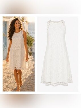Womens Lace Mini Dress XS Coastal Euro Summer Coquette Fairy Clean Girl Feminine